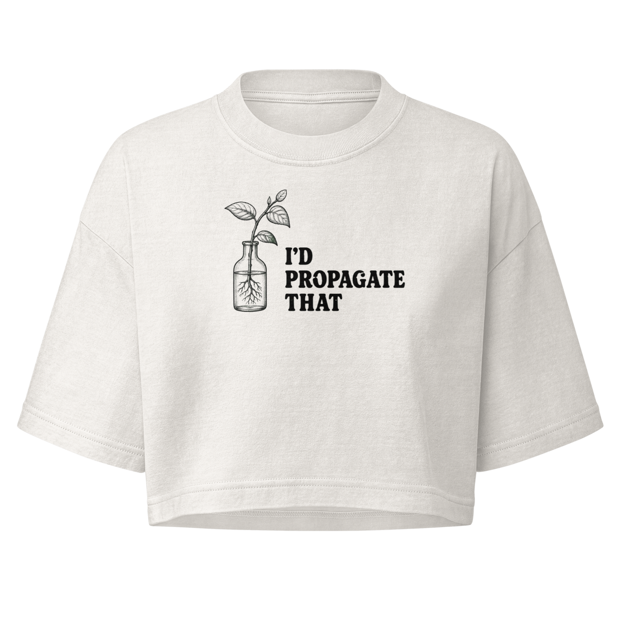 I'd Propagate That Boxy Crop Top - Vintage White
