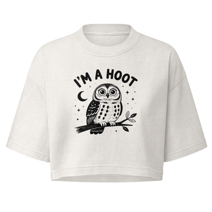 I'm a Hoot Crop Top in Vintage White, front