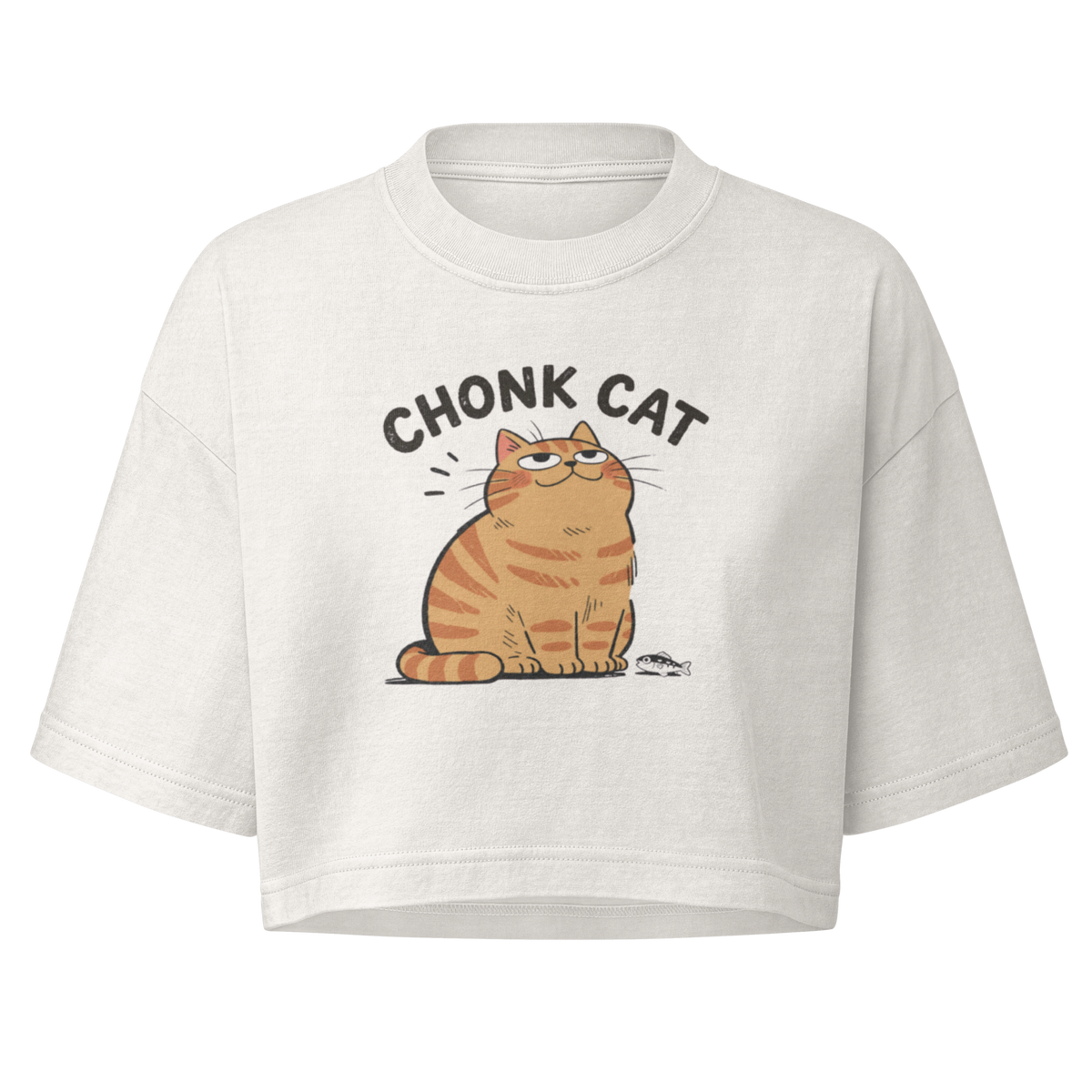 Chonk Cat Crop Top in Vintage White, front