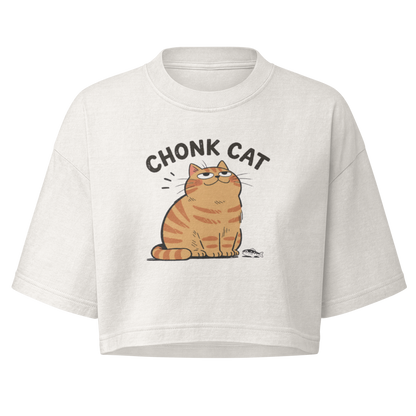 Chonk Cat Crop Top in Vintage White, front