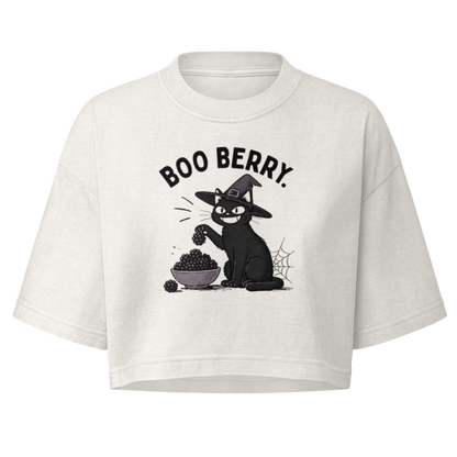 Boo Berry Crop Top in Vintage White, front