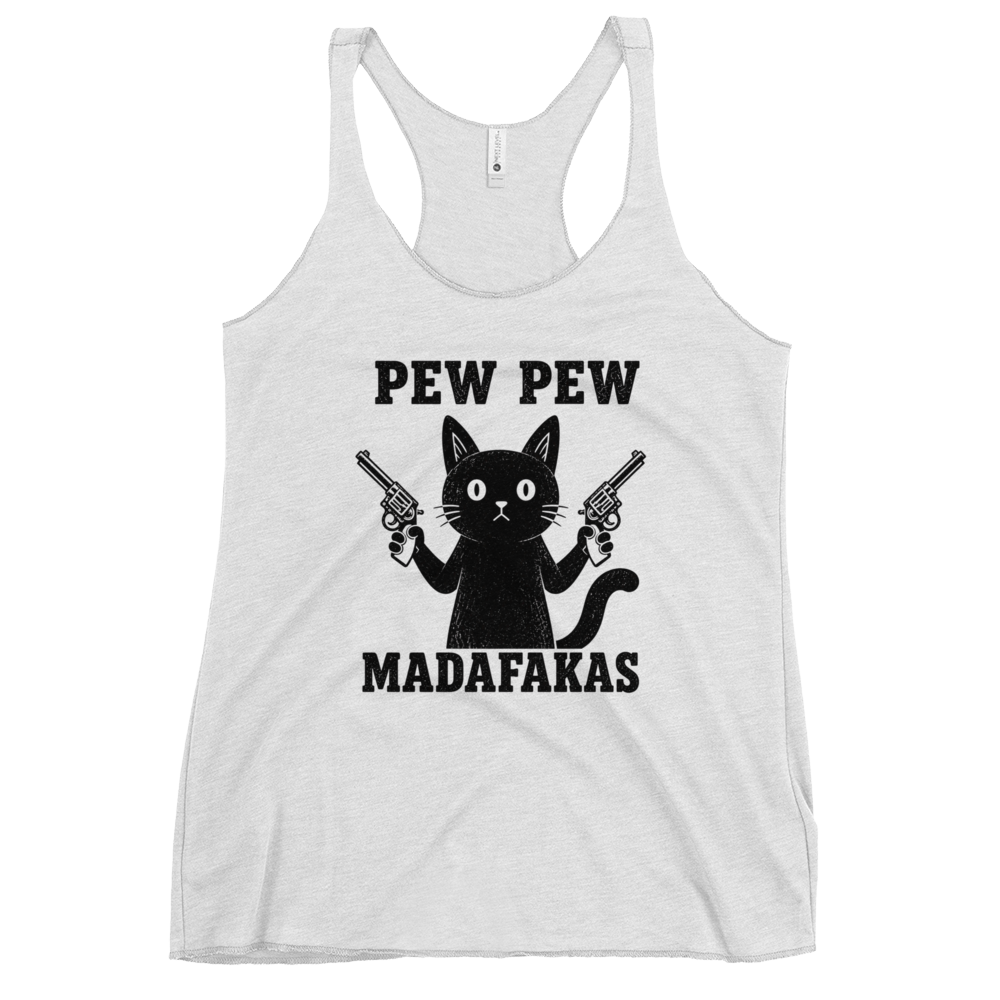 Pew Pew Madafakas Tank Top - Heather White