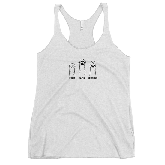 Rock Paper Scissors Tank Top - Heather White
