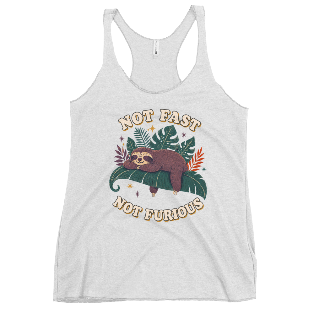 Not Fast Not Furious Tank Top - Heather White
