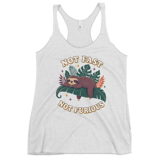Not Fast Not Furious Tank Top - Heather White