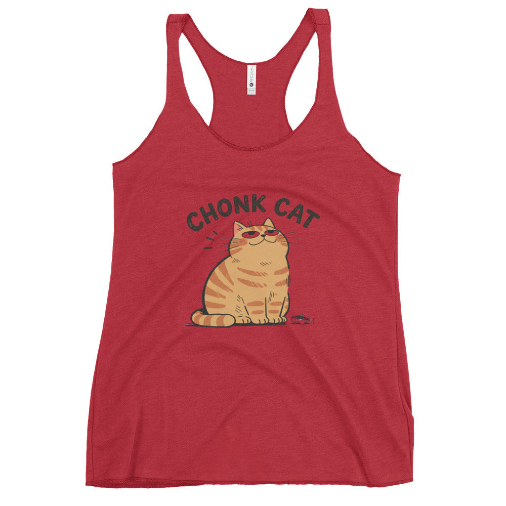 Chonk Cat Tank Top in Vintage Red, front