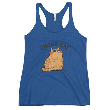 Chonk Cat Tank Top in Vintage Royal, front