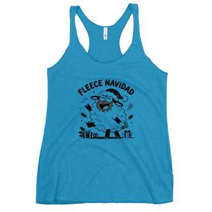 Fleece Navidad Tank Top in Vintage Turquoise, front