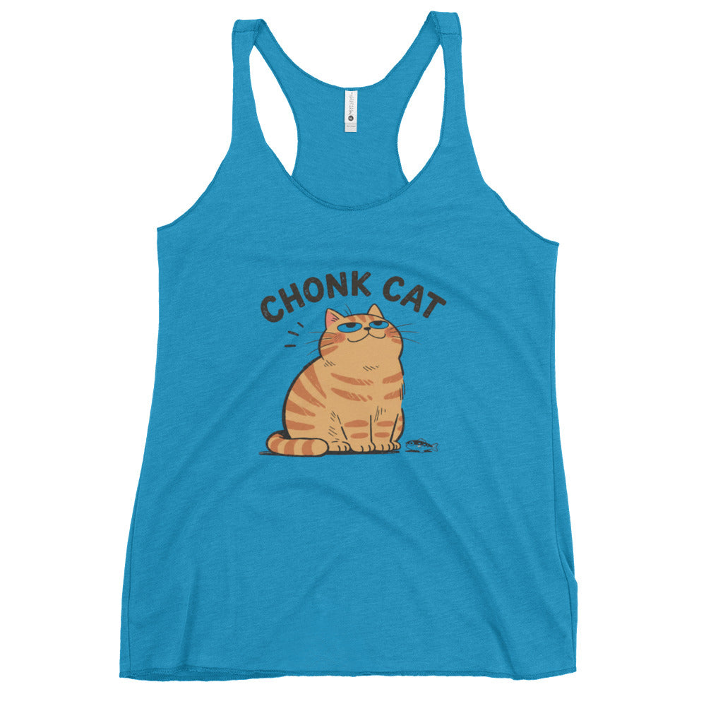 Chonk Cat Tank Top in Vintage Turquoise, front