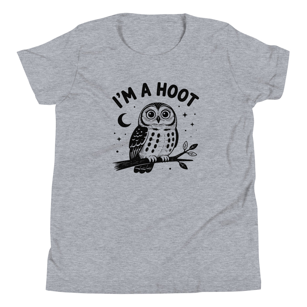 I'm a Hoot Youth T-Shirt in Athletic Heather, front