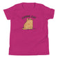 Chonk Cat Youth T-Shirt in Berry, front