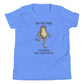 On My Way to Make the Vibes Weird Youth T-Shirt in Heather Columbia Blue, front