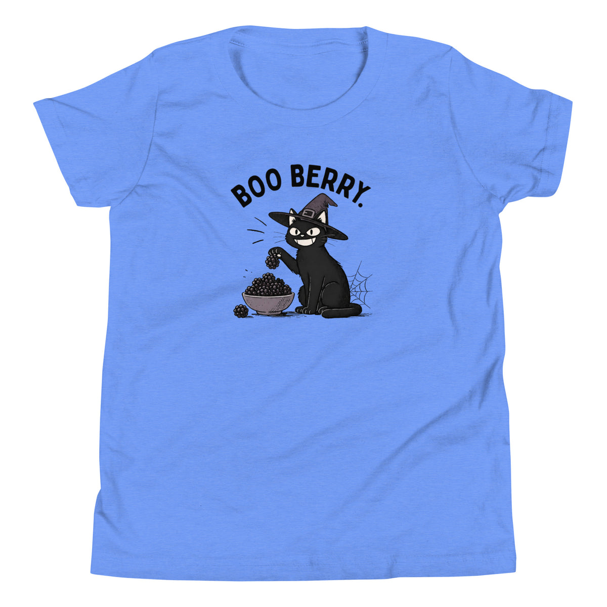 Boo Berry Youth T-Shirt in Heather Columbia Blue, front