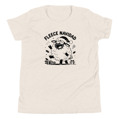 Fleece Navidad Youth T-Shirt in Heather Dust, front