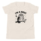 I'm a Hoot Youth T-Shirt in Heather Dust, front