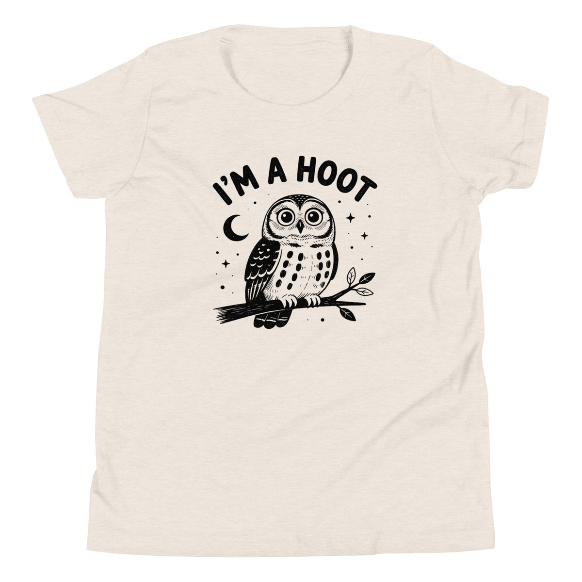 I'm a Hoot Youth T-Shirt in Heather Dust, front