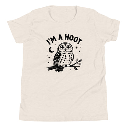 I'm a Hoot Youth T-Shirt in Heather Dust, front