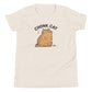 Chonk Cat Youth T-Shirt in Heather Dust, front