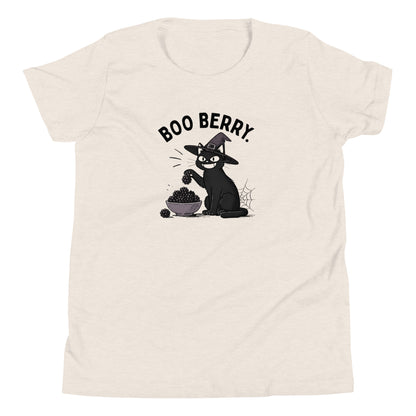 Boo Berry Youth T-Shirt in Heather Dust, front