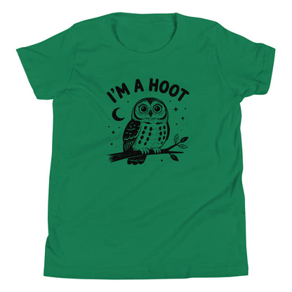 I'm a Hoot Youth T-Shirt in Kelly, front