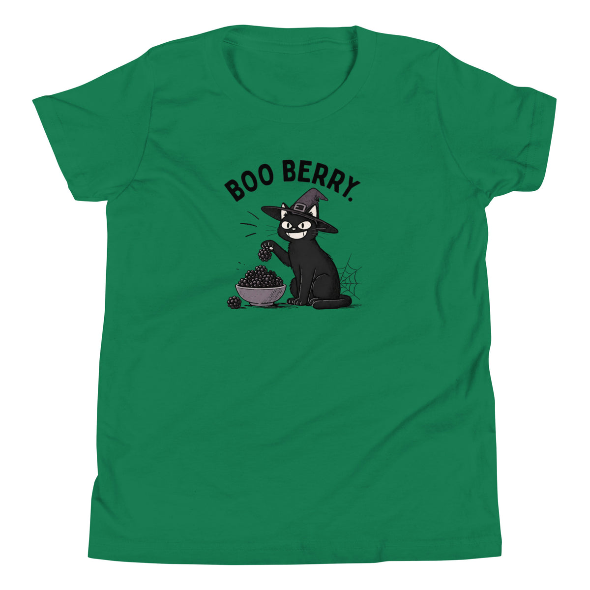 Boo Berry Youth T-Shirt in Kelly, front