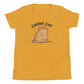 Chonk Cat Youth T-Shirt in Mustard, front
