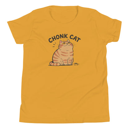 Chonk Cat Youth T-Shirt in Mustard, front
