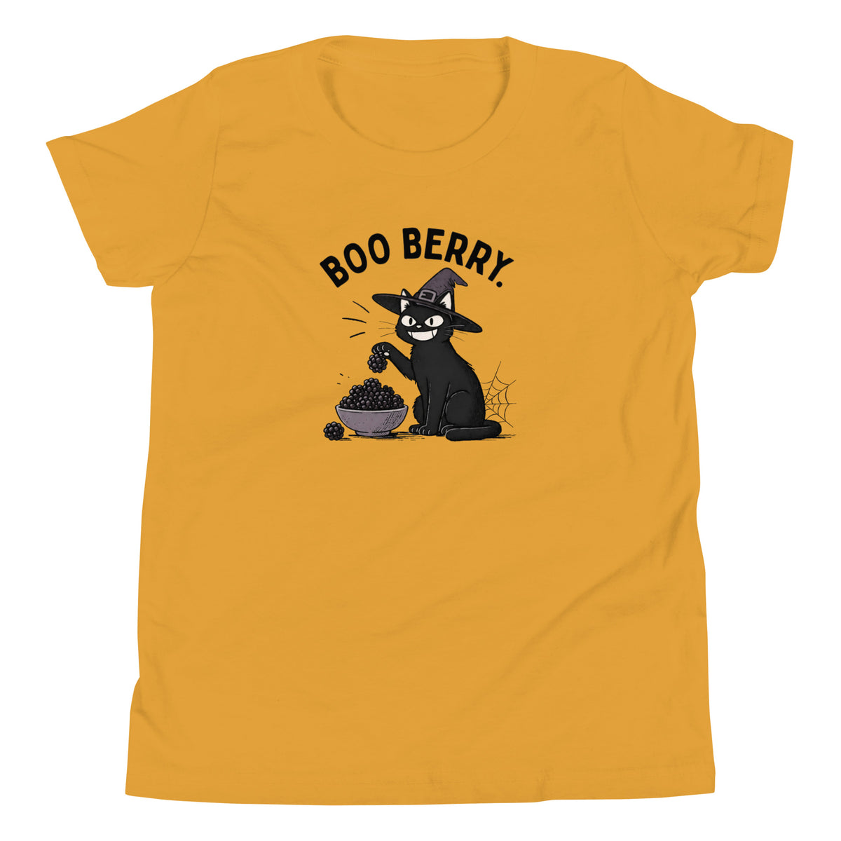Boo Berry Youth T-Shirt in Mustard, front