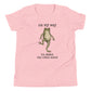 On My Way to Make the Vibes Weird Youth T-Shirt in Pink, front