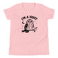 I'm a Hoot Youth T-Shirt in Pink, front