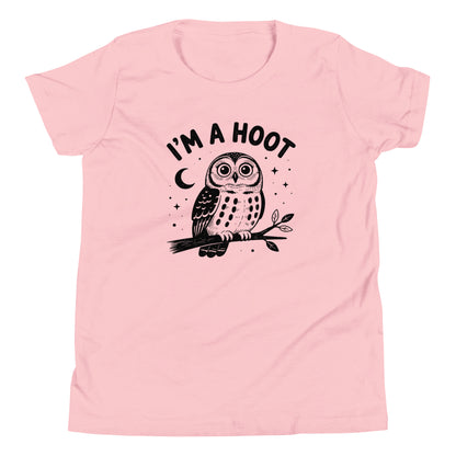 I'm a Hoot Youth T-Shirt in Pink, front