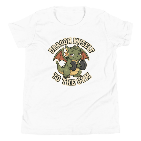 Dragon Myself to the Gym Youth T-Shirt - White